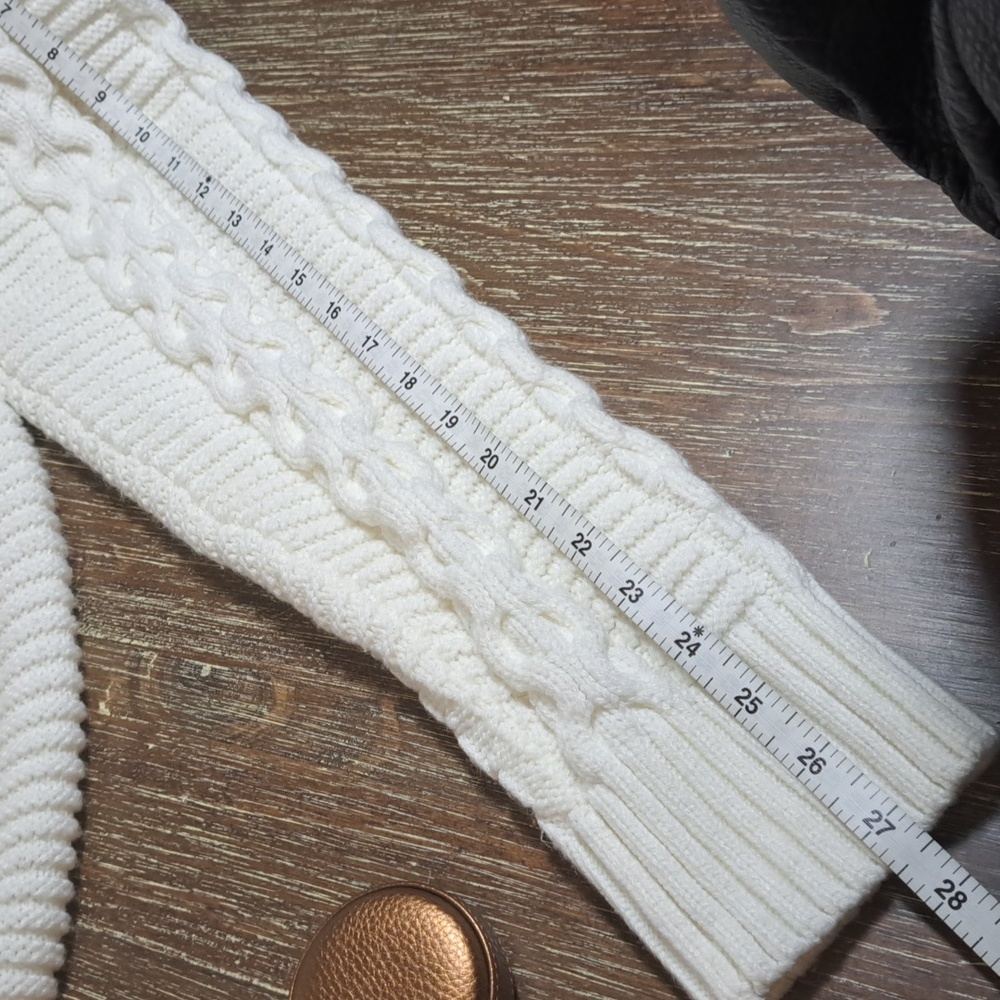 Makobi Men’s Streetwear Sweater Cable Knit Zip Cardigan Cream Hooded Pockets XL - Picture 14 of 15